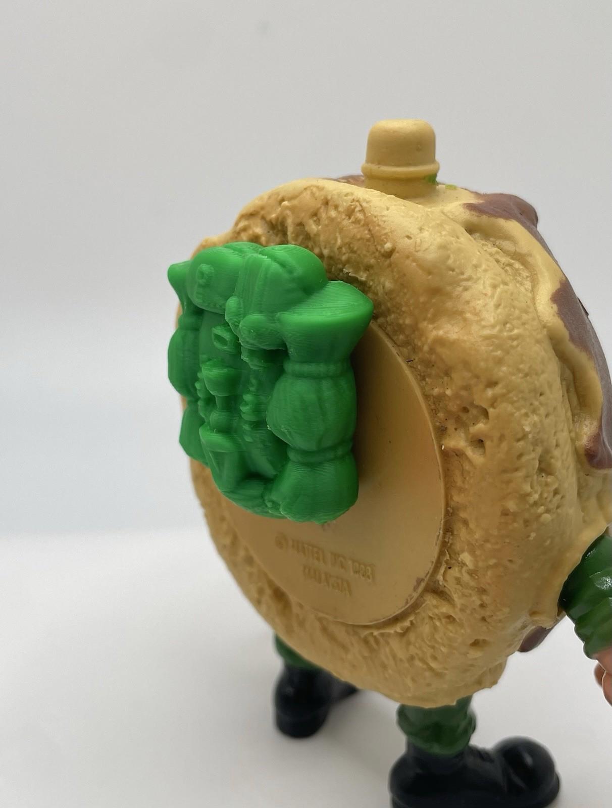 Vintage Mattel Food Fighters 1988 Kitchen Commando Green Backpack REPRO part